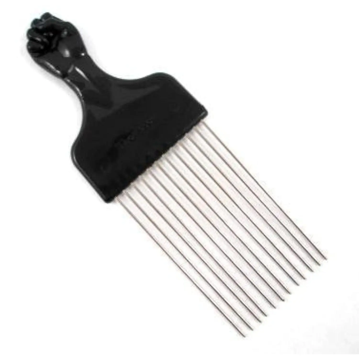 Metal African American Hair Comb with Black Fist – Straightening Hair Styling Comb, Hair Styling Combs, Straightening Hair Comb