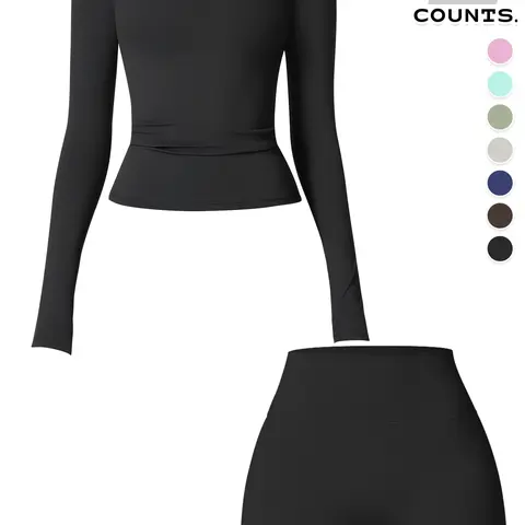 Women's Sporty Long Sleeve Hoodie Set, Activewear Shorts Sets, High Waist Tightening Shorts, Exercise Clothing, Sweat-Wicking Quick-Dry, Ideal for Gym Running Home Travel