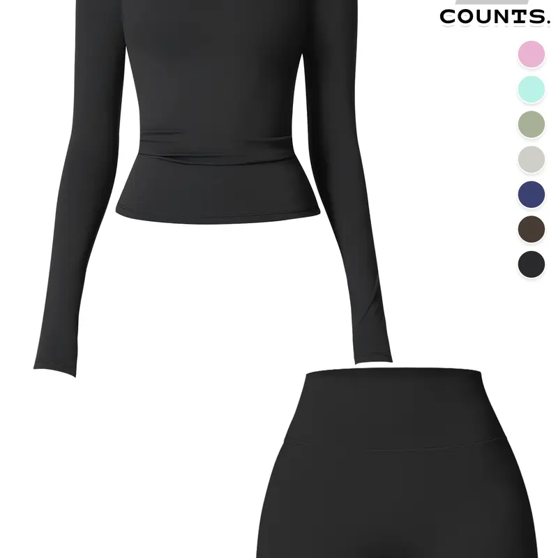 Women's Sporty Long Sleeve Hoodie Set, Activewear Shorts Sets, High Waist Tightening Shorts, Exercise Clothing, Sweat-Wicking Quick-Dry, Ideal for Gym Running Home Travel