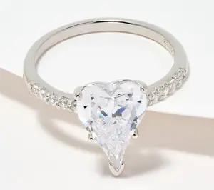 Diamonique x Jennifer Miller Signature Heart Ring, Sterling Silver