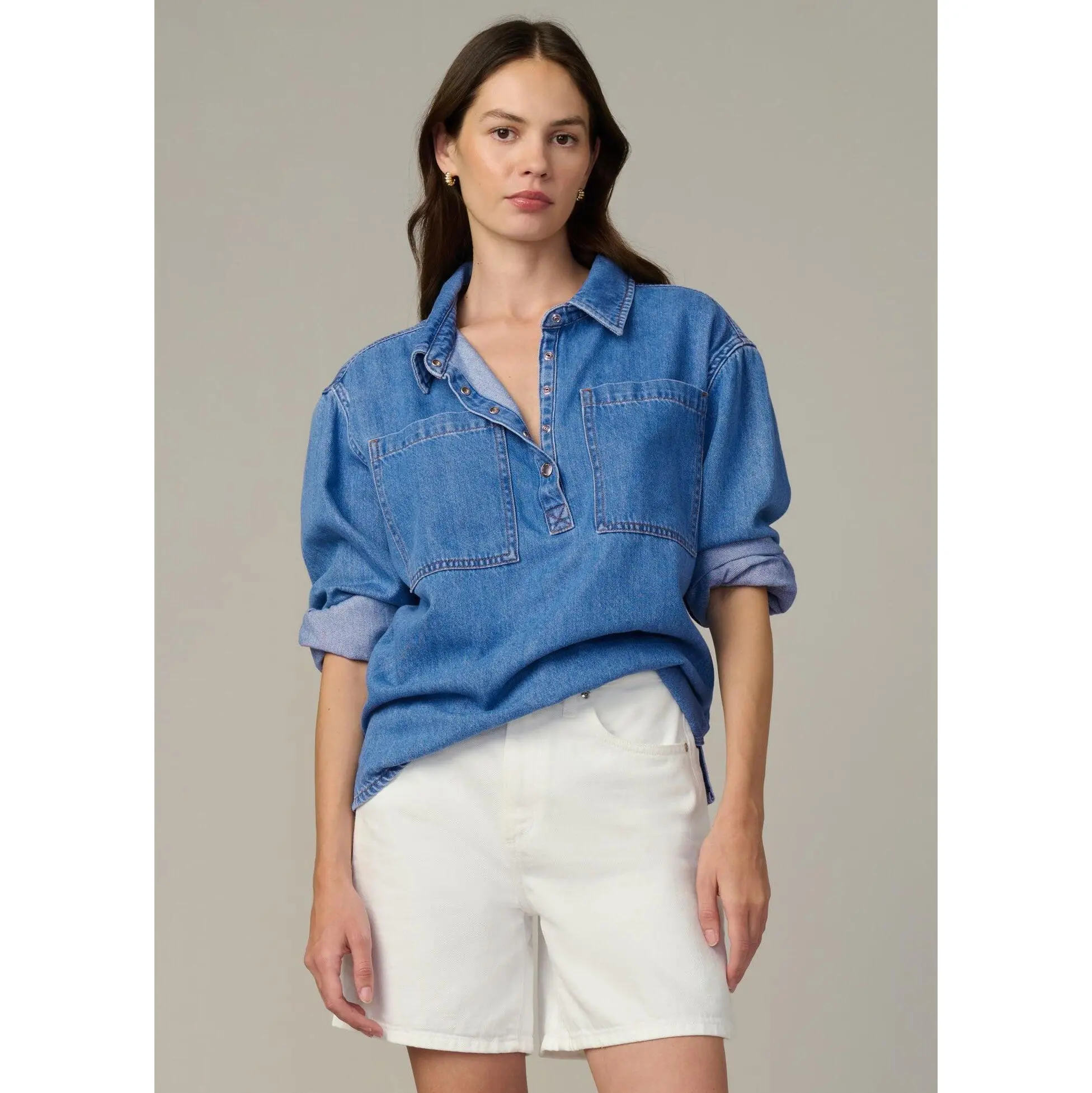 THE EASY DENIM POPOVER SHIRT