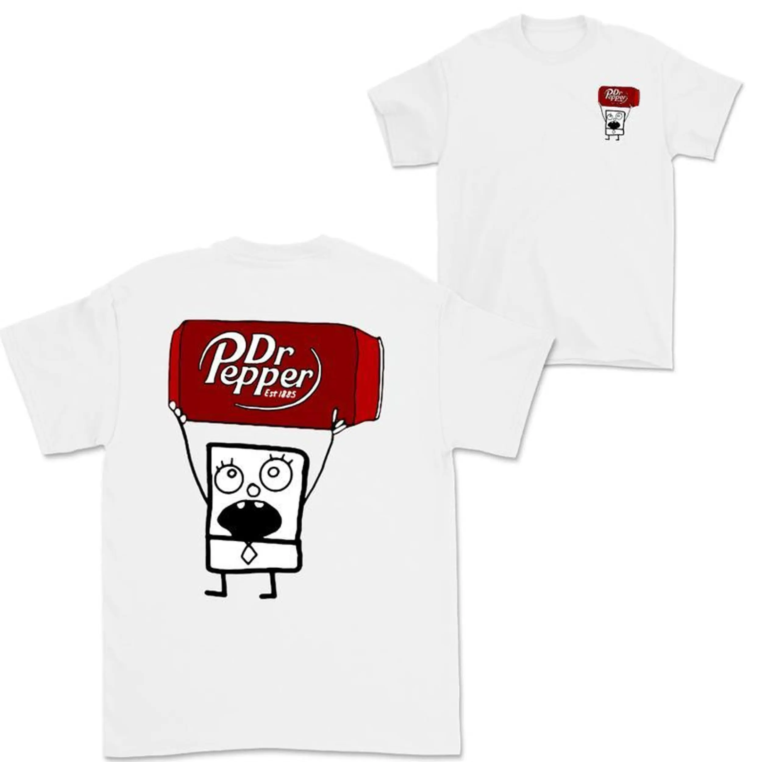 Dr Pepper Doodlebob T-shirt, Doodlebob T-shirt, Dr Pepper T-shirt, Double Sided Graphic Printed Unisex Classic Cotton Tee