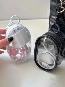 Transparent Mini Data Cable Storage Case Compatible for Dolls, Earphones, Cables & - Portable Dustproof Organizer Bag with Cover, Compact Case for Travel, for Display & -the- Organization