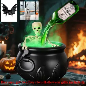Buy 1 Get 2（ Free Halloween Gifts）Magical Floating Potion Cauldron - with Bubbling Diffuser, Vintage Witch Kitchen Decor for Halloween, Indoor Tabletop Centerpiece