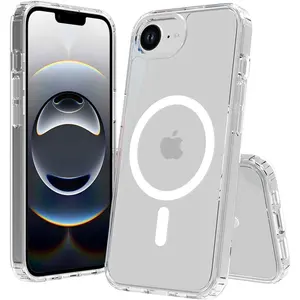 Magnetic phone case for iPhone 16E (SE4) Cases For iphone 17 16, 15, 14, 13 And 12 Pro Max Plus Transparent acrylic magnetic phone case Military Grade Drop Tested,Shockproof Anti-Scratch Clear Thin Slim Phone Case Clear Magnetic case for iphone 17 Pro Max