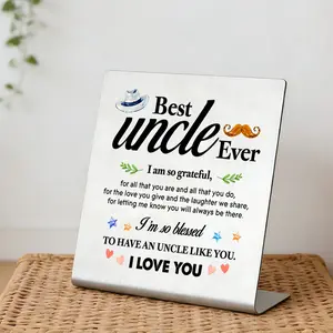 Best Uncle Ever Gift, Thoughtful Gifting, Stainless Steel Desktop Plaque for Uncle, Perfect for Birthday, Christmas, Thanksgiving, Thank You Uncle Decor Sign, Office Home Decor, Home Decor Gifts
