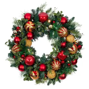 Classic Gold & Red Christmas Wreath