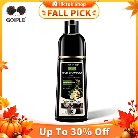 Goiple 200ml 3-in-1 Black Hair Dye Shampoo - Ginseng-Rich Care Herbal Formula, Safe for Adults' Normal Hair, Effortlessly Covers Grays, Long-Lasting Radiant Color, Cleanses & Conditions for Silky Results
