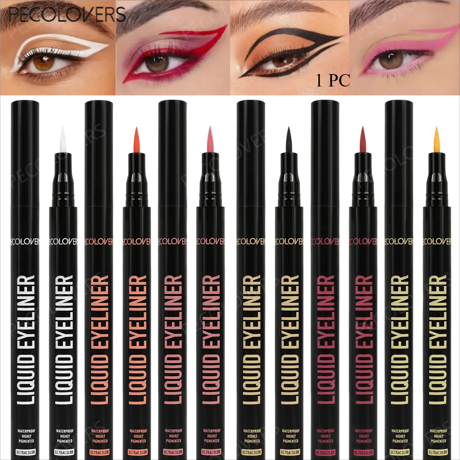 1Pc Vibrant Colored Eyeliner Pen, Slim Tip Eye Liner, Soft Painting Eye Contour Tool, Fashion Eye Cosmetic For Makeup Enthusiasts And Beginners, Red And Orange, Eye Cosmetic Essential