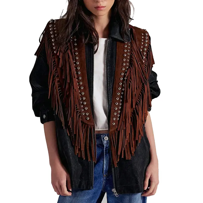 suede fringe vest black - TikTok Shop