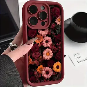 "Floral Wine Pattern Phone Case, Grape Vine Design, Soft TPU Shockproof Cover for IPhone 11-17 Series & Samsung S22-S25 Series "