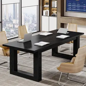 LITTLE TREE Conference Table, Modern Office Meeting Table, 5 ft Conference Room Table with Solid Wooden Base, Large Rectangular Business Furniture Seminar for Boardroom