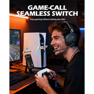 NUBWO Wireless Gaming Headset for PS5 PS4 PC with Microphone 100 Hour Battery Life Low Latency 23ms for Fortnite Call of Duty FPS Games Triple Mode Co