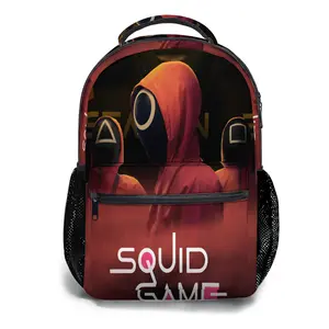 17" Squid Game Full-Print Backpack - Waterproof & Machine-Washable with Reinforced Base, Padded Adjustable Straps, 4-Pocket Storage for Tech, Essentials & Outdoor Gear