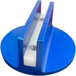 Universal Magnetic Jack Pad, 0.37" Slotted Aluminum Grooved Jack Puck Pinch, Pinch Weld Frame Rail Adapter with Large Slotted for Most Cars (Blue)