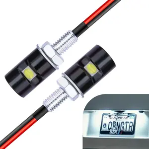 2 PCS Super Bright LED Waterproof Motorcycle License Plate Light Bulbs, Tag Screw Bolt Lamps for Car Motorcycle Truck RV ATV (White)