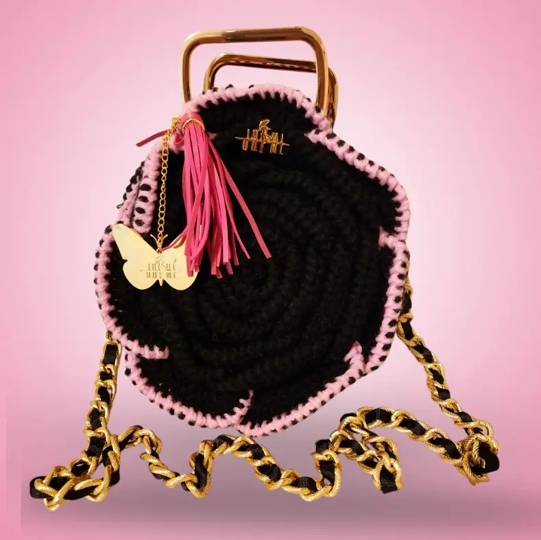Bini Ebony Blush Crochet Handbag Crossbody for Women