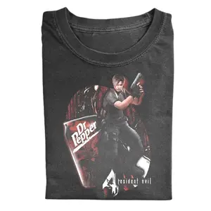 The Resident Evil Leon Shirt, Dr. Pepper Collaboration Shirt, Gamer Tee, Vintage Video Game Shirt, Leon S. Kennedy Shirt, Retro Gamer Apparel, Horror Game Shirt
