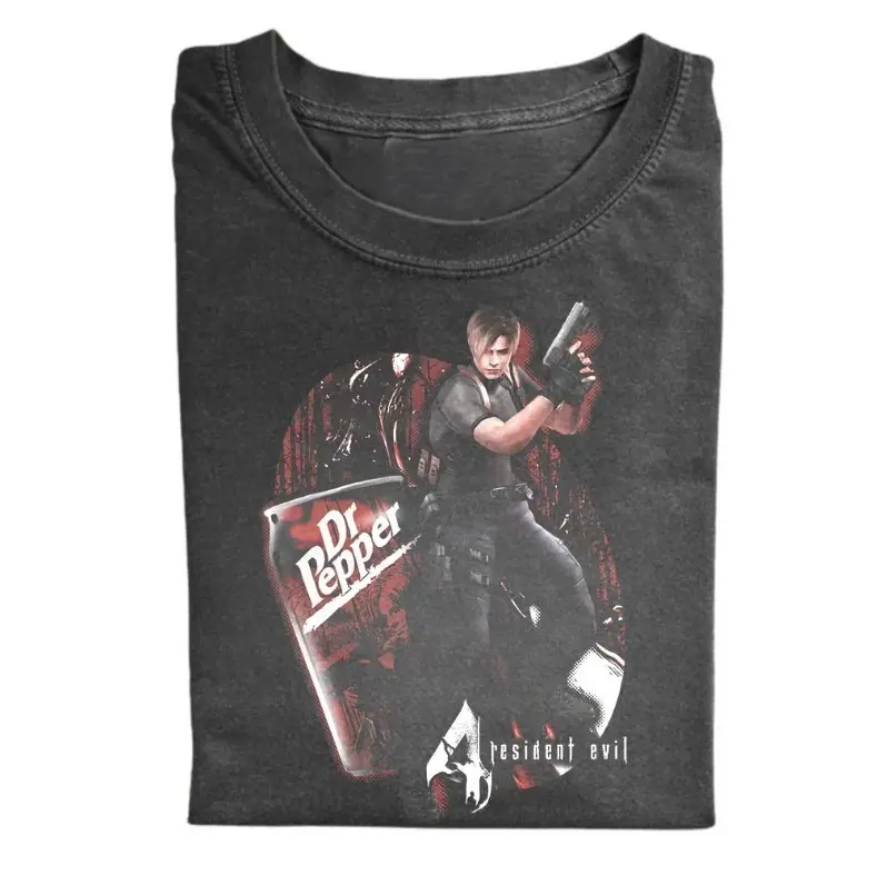 The Resident Evil Leon Shirt, Dr. Pepper Collaboration Shirt, Gamer Tee, Vintage Video Game Shirt, Leon S. Kennedy Shirt, Retro Gamer Apparel, Horror Game Shirt