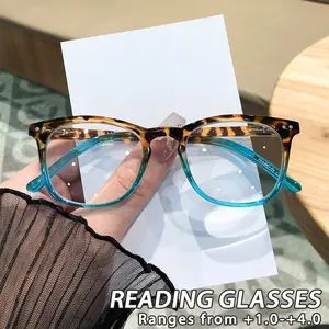Women's Plastic Stylish Square Frames Rivet Floral Patchwork Reading Glasses, Trendy Artistic Casual High-Quality Fashion Eyewear High Quality Eyeglasses
