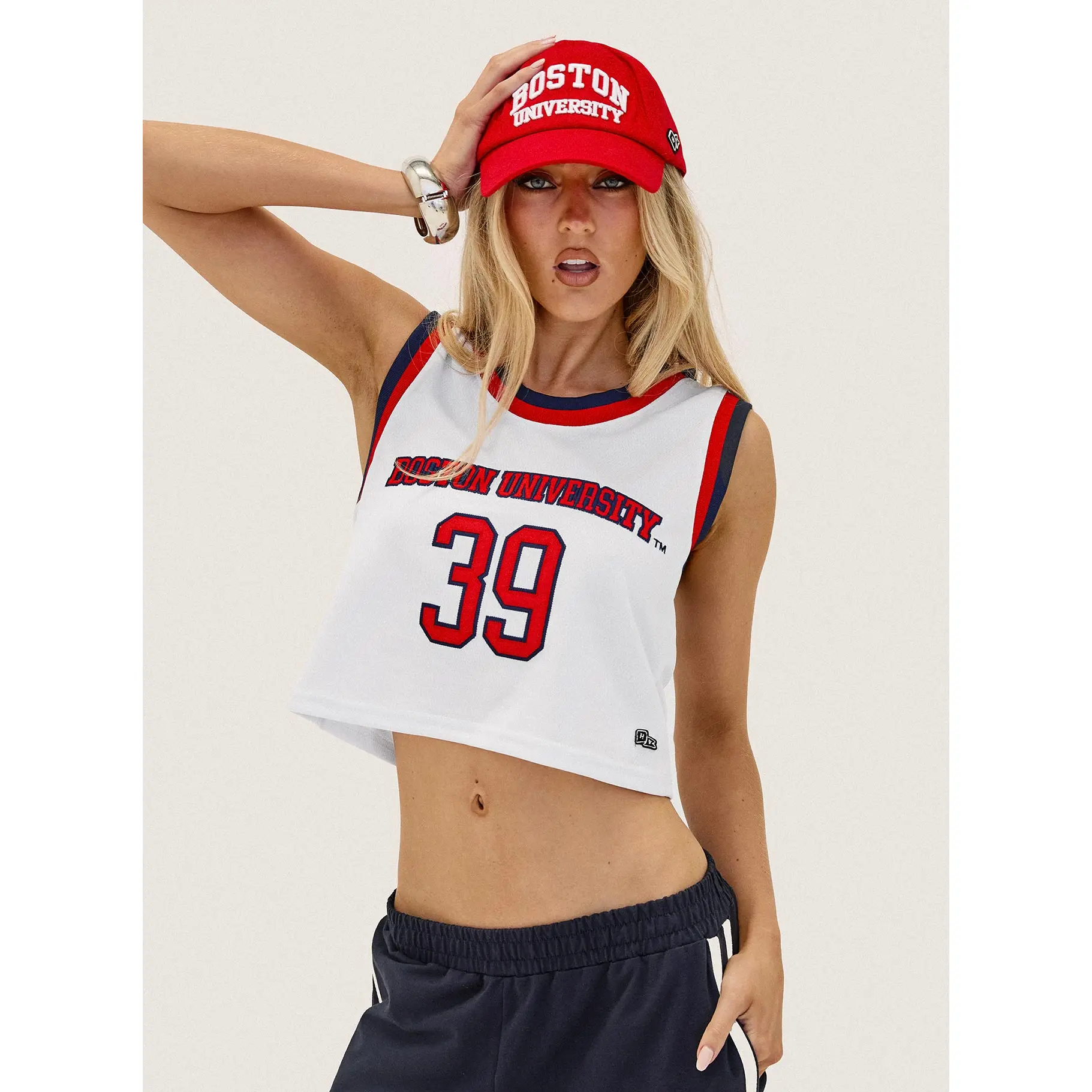 BU Cropped Basketball Jersey Tank White BU Cropped Basketball Jersey Tank White