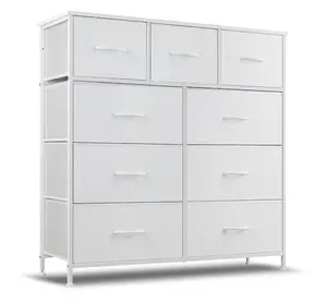 Fabric 9-Drawer Organizer, Multi-Use Storage Dresser for Home, Office & Entryway, White Fabric 9-Drawer Organizer, Multi-Use Storage Dresser for Home, Office & Entryway, White
