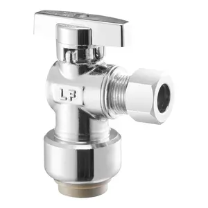 VEVOR 10 Pack Angle Stop Valve, Push-to-Connect Water Shut Off Valve 1/2" PTC x 3/8" OD Compression, 1/4 Turn Chrome Plated Brass Shutoff Valves for Copper, CPVC, PE-RT, PEX PipeSummervibes