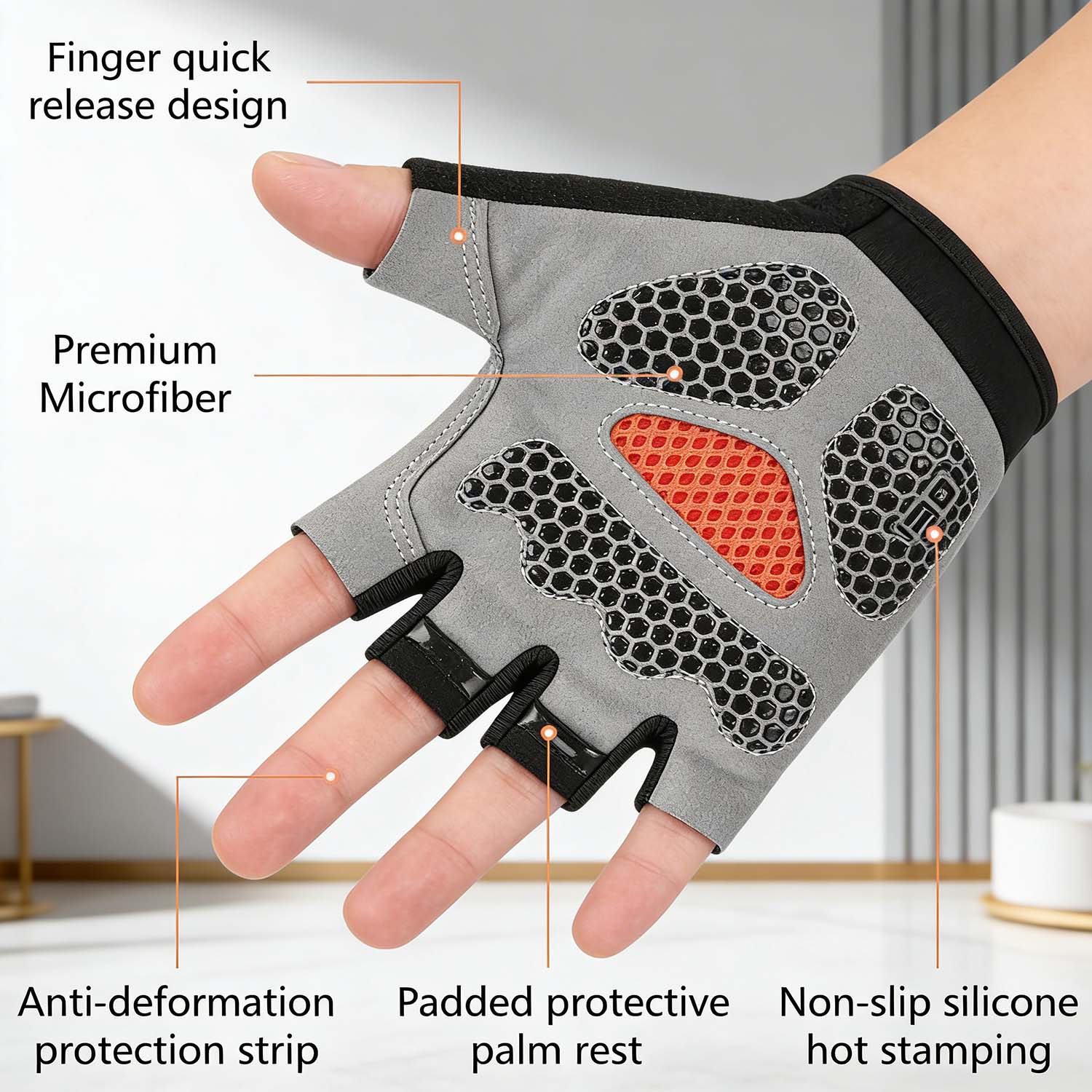 Accmor Cycling Gloves for Men Women, Half Finger Bike Gloves, Anti-Slip Shock-Absorbing Breathable Gloves for Road Bike MTB, Fitness and Outdoor Sports