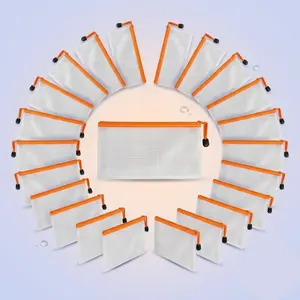 20PCS Mesh Zipper Bags (Bill Size, Orange) – Waterproof Small Pouches for Receipts, Cash, Cards & Travel Organizer