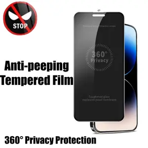 360° Privacy Protection Screen Film for iPhone 16/17 Pro Max, Tempered Glass Anti-Spy Film for iPhone 16/17 Pro, Full Coverage Security