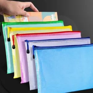 A4 Zipper Transparent File Storage Bag, Large Capacity Waterproof Document Pouch, Ideal for School and Office Paper Organization, Office Supplies