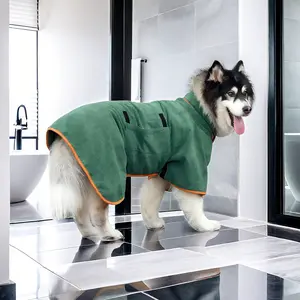 Ultra-Soft Microfiber Pet Bathrobe, High Absorbent Quick-Dry Dog Towel, Adjustable Collar & Waist Design, Universal Fit for Dogs, Grooming Supplies