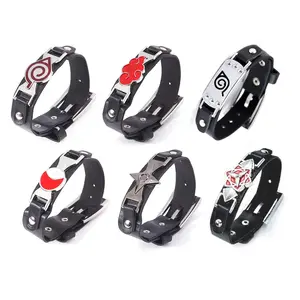 Anime Akatsuki Uchiha Sasuke Uzumaki Red Cloud Sharingan Bracelets Leather Rope Figure Cosplay Gift