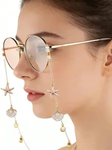 Seashell Starfish Glasses Chain, Anti-Loss Mask Strap, Ideal for Daily Use, Beach Vacations, Travel, Non-Slip Glasses Grip Eyewear Accessory