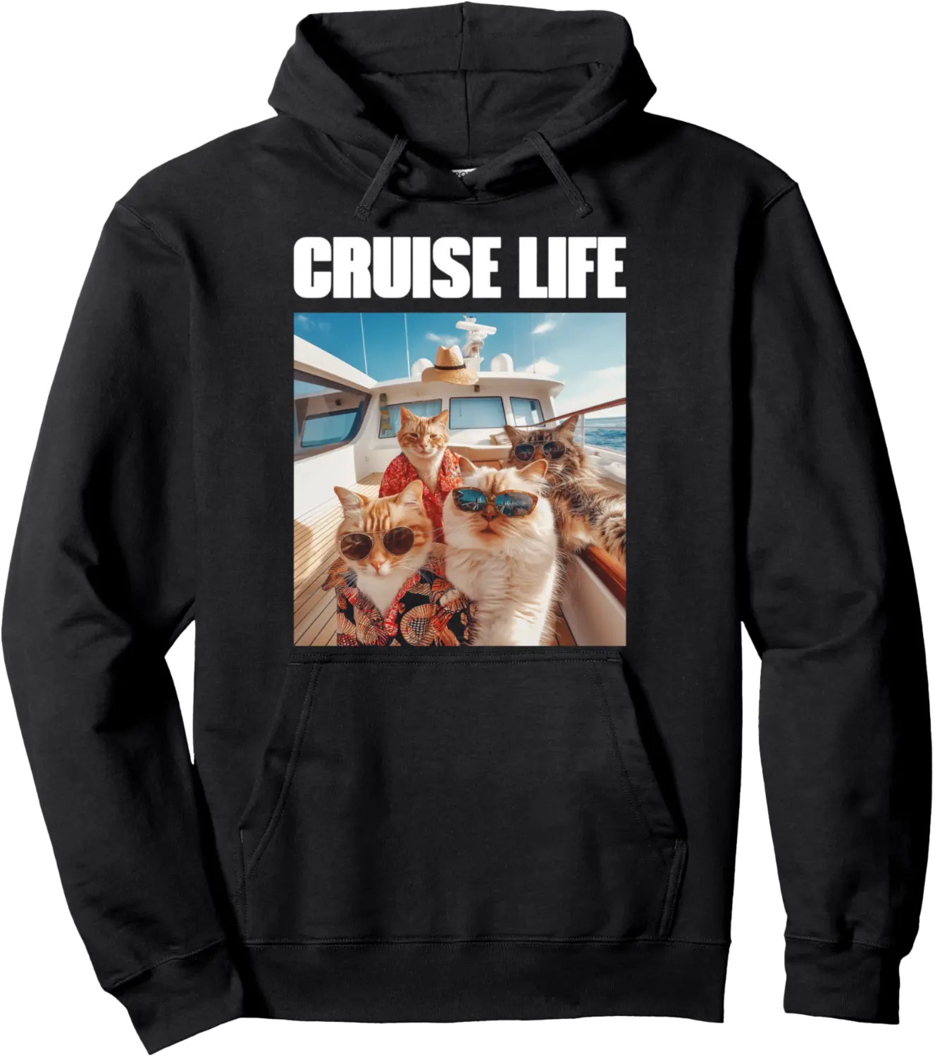 Selfie Cat Fun Cruise Buddies Ship Vacation Friends Family Pullover Hoodie - Elizabethtej Shop 58B0D9QPD95F