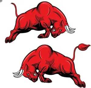 6 inches Car Stickers Vinyl Decal with UV Coating, Angry Bull Fashion Personality, 2PCS (Style 1)