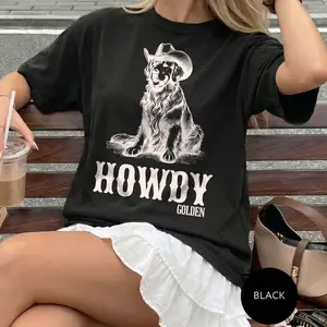 Howdy Golden Retriever Shirt, Western Dog T-Shirt, Cowboy Golden Graphic Tee, Vintage Retro Pet Top
