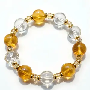 Fortune & Clarity Bracelet | Natural Citrine + Clear Quartz Beads – Elegant, Versatile & Perfect for Gifting or Self-Care