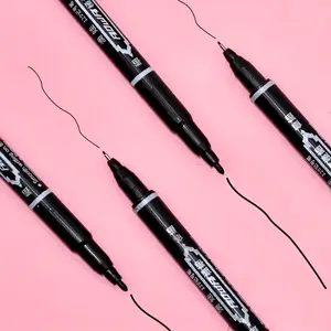 12 Dual-Ended Permanent Markers, Dual Tip Pens, Fine and Carving Tips, Alcohol-Based Non-Gel Ink, Ideal for Drawing and Sketching, Office School Craft Supplies