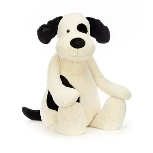 Jellycat Puppy Dog Plush Toy with Gift Bag, Soft Cute Stuffed Animal, Black White Puppy Doll, Cozy Gift for Kids Girls Boys, Room Decor, US Stock