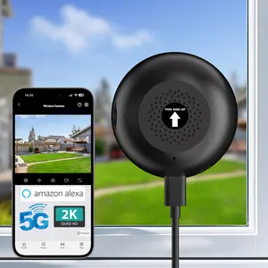 NOONKEY 5MP 4K Wireless Window Camera 5GHz&2.4GHz WiFi Indoor Security with Al Night Vision Person Pet Vehicle Detection 24/7 Recording Easy Install Monitoring Protection