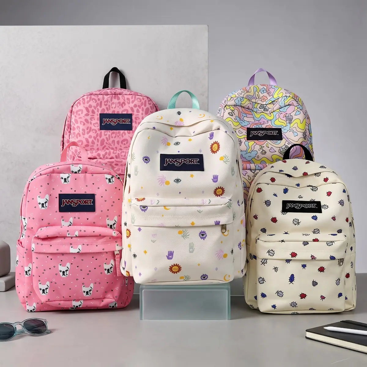 JanSport SuperBreak Printed Backpack, Lightweight Large Capacity Casual Student School Daypack for Teens Girls & Boys for Travel Daily Commute