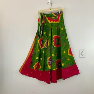 Womenswear Reversible Layered Maxi Wrap Skirt One Size Silk Saree Vintage Vibe Boho Hippie