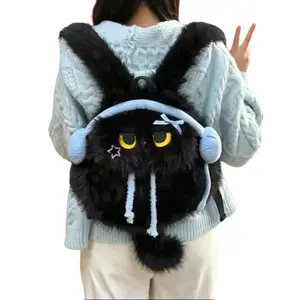 Siamese Earphone Design Backpack Korean Color Block Large Capacity Lazy Style Versatile Daily Backpack
