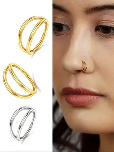 1 Pcs Double Nose Ring Cartilage Hoops Hinged Nose Hoop Stainless Steel Nose Rings Septum Clicker Conch Piercing Jewelry Septum Clicker Rings Cartilage Earring Helix Rook Tragus Gold Silver 18G 8mm 10mm, Nose Piercing Kit