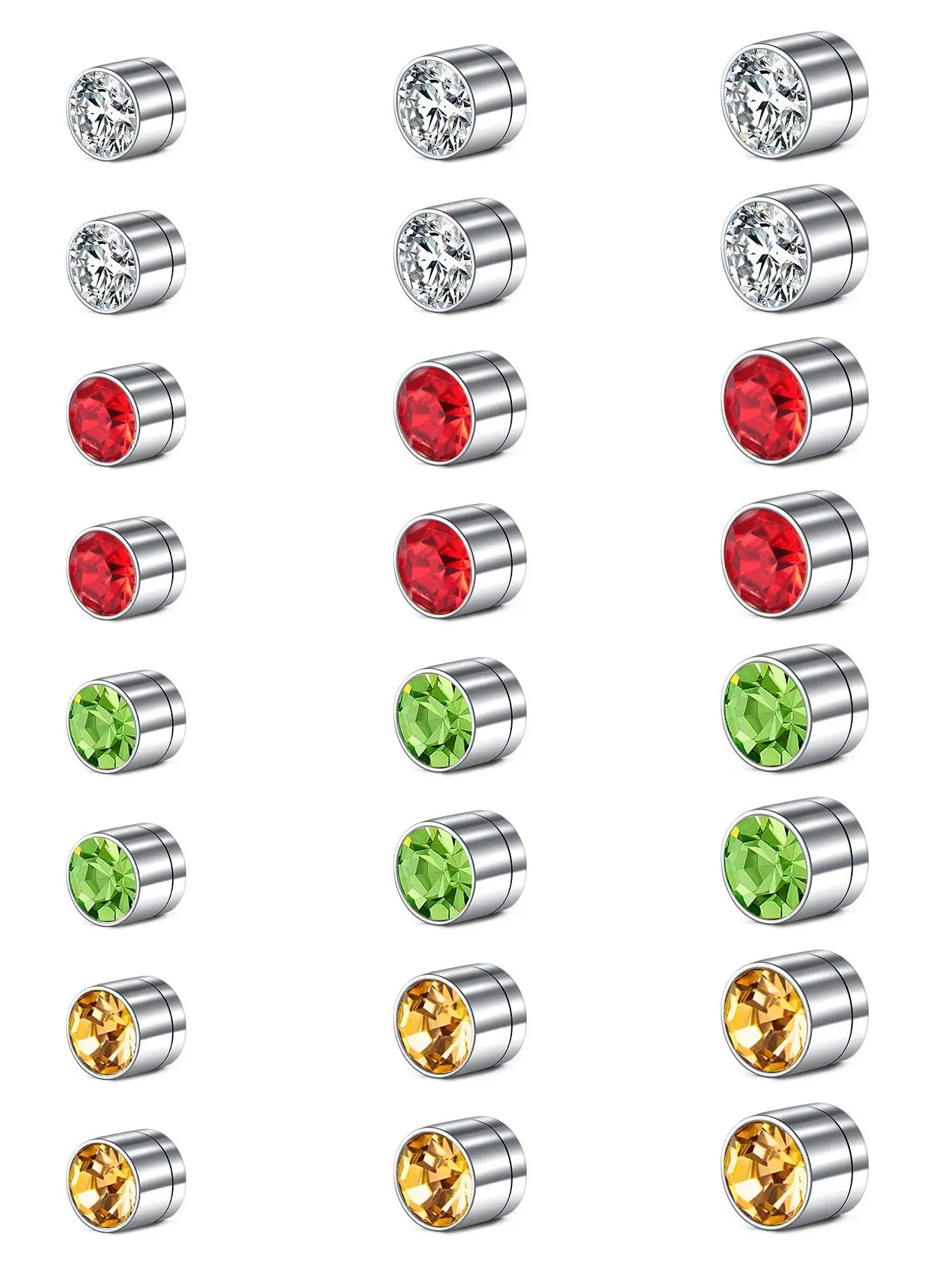 Magnet Nose Studs Fake Nose Studs with Multicolor Cubic Zirconia, Stainless Steel No Piercing Fake Nose Rings