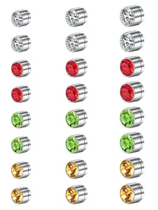 Magnet Nose Studs Fake Nose Studs with Multicolor Cubic Zirconia, Stainless Steel No Piercing Fake Nose Rings