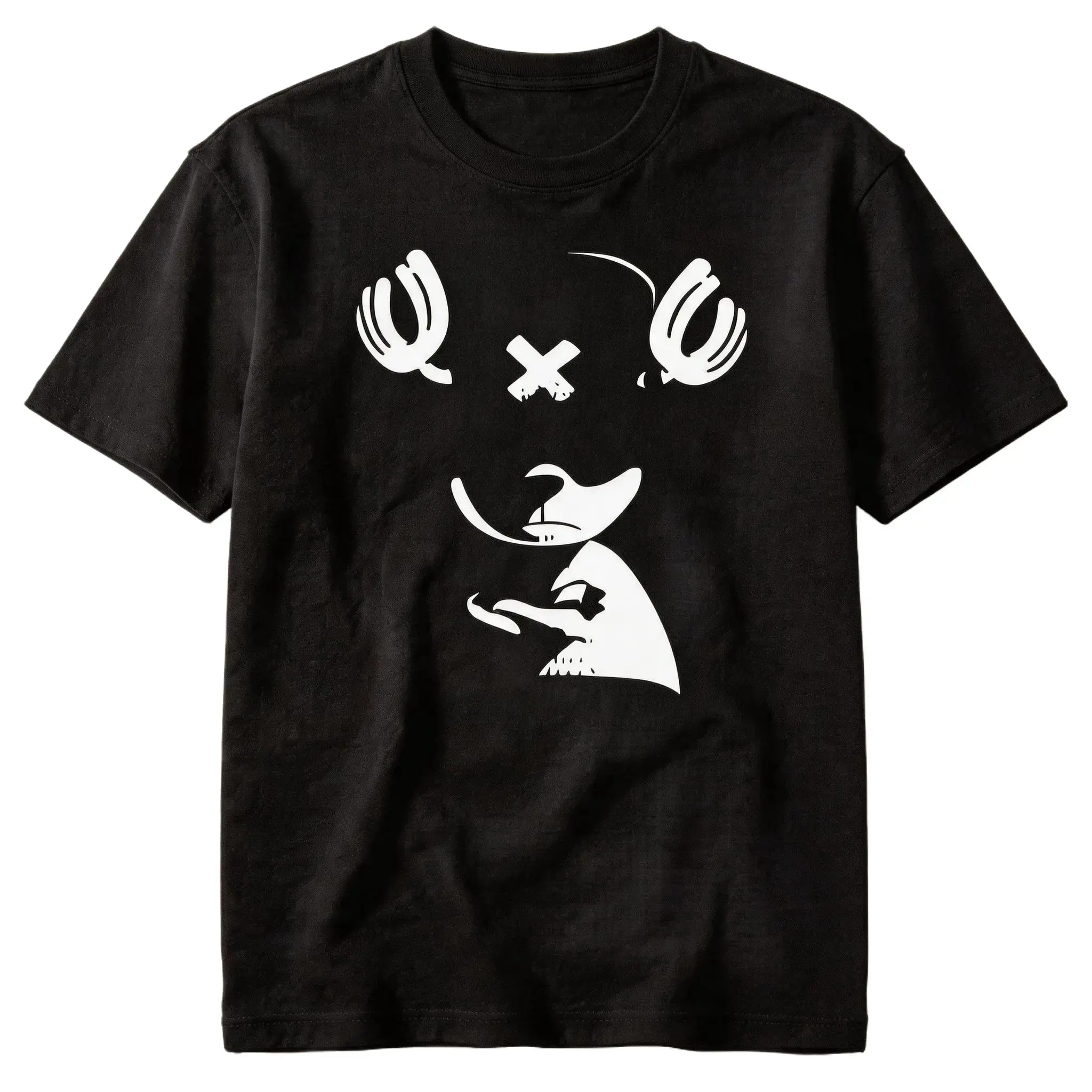 Deer Skull X Eye Graphic T-Shirt Minimalist Gothic Streetwear Unisex Cotton Short Sleeve Casual Skeleton Animal Print Top