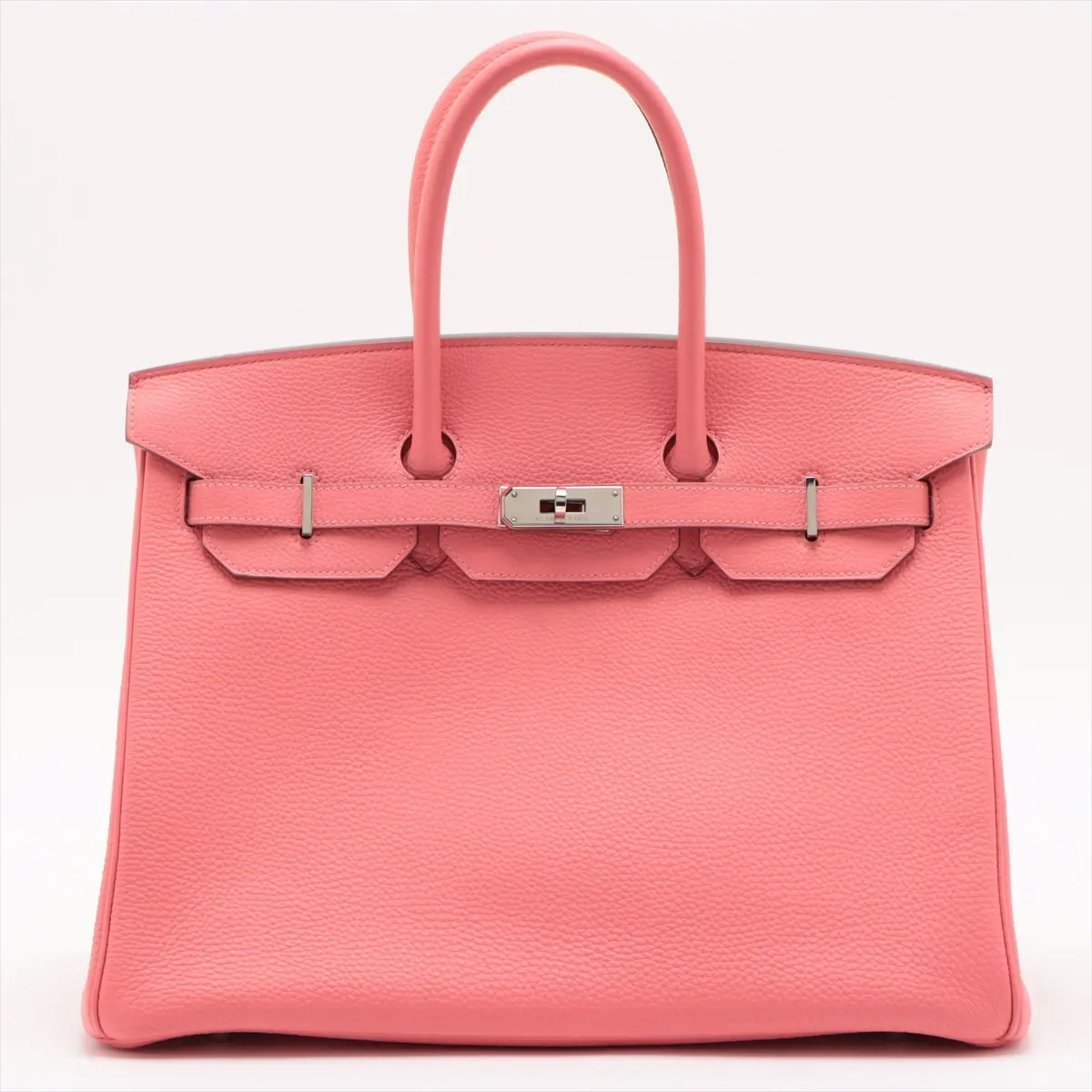 Pre-owned HERMÈS 1 Top Handle Bags Hermes 2012 Hermes Clemence Birkin 35 Rose Lipstick w/ Palladium Hardware in Rose lipstick