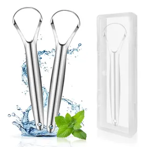 Pack Tongue Scrapers Reduce Bad Breath, Stainless Steel for Adults, Metal Cleaner for Oral Care and Fresher Breath Portable Tongue Scraper